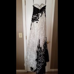 Black & white lace & sequined prom dress